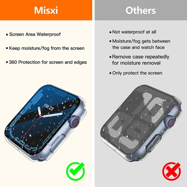 Misxi 2 Pack Waterproof Hard Case with Tempered Glass Compatible with Apple Watch Series 6 SE Series 5 Series 4 44mm, Ultra-Thin Durable Protective Cover for iWatch Screen Protector, Matte Transparent - Image 2