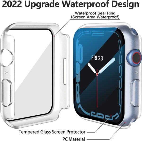 Misxi 2 Pack Waterproof Hard Case with Tempered Glass Compatible with Apple Watch Series 6 SE Series 5 Series 4 44mm, Ultra-Thin Durable Protective Cover for iWatch Screen Protector, Matte Transparent - Image 4