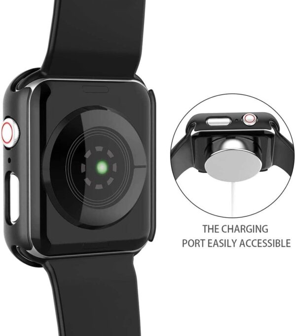 Misxi 2 Pack Hard PC Case with Tempered Glass Screen Protector Compatible with Apple Watch SE Series 6 Series 5 Series 4 - Black + Black, 40mm - Image 8